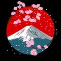 Japan art mt.Fuji with cherry blossom Royalty Free Stock Photo