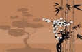 Japan asian tree background postal