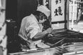 Japan B&W: Street Food vendor Royalty Free Stock Photo