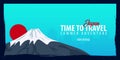 Japan banner. Time to Travel. Journey, trip and vacation. Vector flat illustration.
