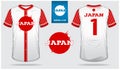 Japan Baseball jersey, sport uniform, raglan t-shirt sport, short, sock template. Baseball t-shirt mock up. Front and back view