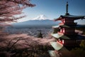 Japan beautiful landscape Mountain Fuji. Generative AI Royalty Free Stock Photo