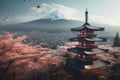 Japan beautiful landscape Mountain Fuji. Generative AI Royalty Free Stock Photo