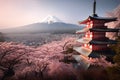 Japan beautiful landscape Mountain Fuji. Generative AI