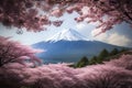 Japan beautiful landscape Mountain Fuji. Generative AI Royalty Free Stock Photo