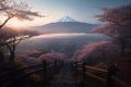 Japan beautiful landscape Mountain Fuji. Generative AI Royalty Free Stock Photo