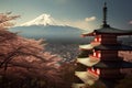 Japan beautiful landscape Mountain Fuji. Generative AI Royalty Free Stock Photo