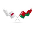 Japan and Belarus flags. Vector illustration.