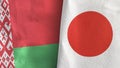 Japan and Belarus two flags textile cloth 3D rendering