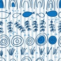 Japan blue style horizontal seamless pattern