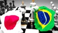 Japan Brazil crisis, clash, conflict and debate between those two countries that aims at a trade deal or dominance symbolized by a