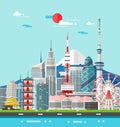 Japan buildings travel place and landmark.Vector Illustration.