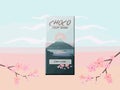 Japan cherry milk chocolate bar design with sakura