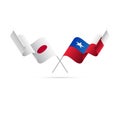 Japan and Chile flags. Vector illustration.