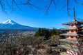 Japan - Chureito Pagoda with Mt Fuji view Royalty Free Stock Photo