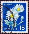 JAPAN - CIRCA 1966: A stamp printed in Japan shows Chrysanthemums, circa 1966.