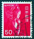 JAPAN - CIRCA 1966: A stamp printed in Japan shows Miroku Bosatsu wood statue in Chugu-ji, Nara perfecture, circa 1966.