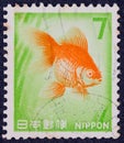 JAPAN - CIRCA 1966: A stamp printed in Japan shows Miroku Bosatsu wood statue in Chugu-ji, Nara perfecture, circa 1966.