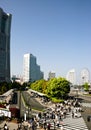 Japan Cityscape, people at the pedestrian going to their job.