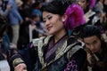 Japanese female dancer kimono colorful hair ornament