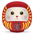 Japan Daruma doll with cat face vector