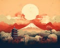Japan Digital art digital art japan background design geometric banner travel sun
