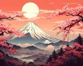 Japan Digital Art Digital Art Japan Background Design Geometric Banner Travel Sun