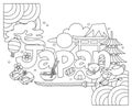 Japan doodle illustration with corner.