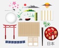 Japan elements object and symbol collection. vector illustration