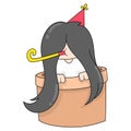 Japan endemic ghost Sadako comes out to celebrate the new year, doodle icon image kawaii Royalty Free Stock Photo