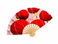 Japan fan Chinese New Year lantern back Royalty Free Stock Photo