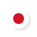 Japan flag button isolated on white Royalty Free Stock Photo