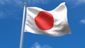 Japan Flag Country 3D Rendering in Blue Sky Background Royalty Free Stock Photo