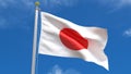 Japan Flag Country 3D Rendering in Blue Sky Background Royalty Free Stock Photo