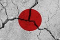 Japan flag on the cracked earth Royalty Free Stock Photo