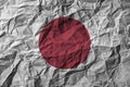 Japan flag with high detail of old dirty crumpled paper Royalty Free Stock Photo