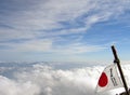 Japan flag on Mount Fuji Royalty Free Stock Photo