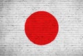 Japan flag painted on brick wall. National country flag background photo