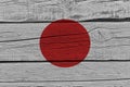 Japan flag painted on old wood plank Royalty Free Stock Photo