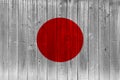 Japan flag painted on old wood plank Royalty Free Stock Photo