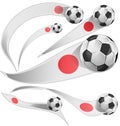 Japan flag set with soccer ball Royalty Free Stock Photo