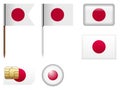 Japan flag set Royalty Free Stock Photo