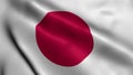 Japan Flag. Waving Fabric Satin Texture Flag of Japan 3D illustration. Royalty Free Stock Photo