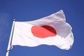 Japan flag waving on the wind with blue sky Royalty Free Stock Photo