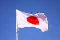 Japan flag waving on the wind with blue sky Royalty Free Stock Photo