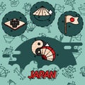 Japan flat concept icons Royalty Free Stock Photo