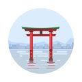 Japan at the floating gate icon Royalty Free Stock Photo