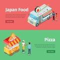 Japan Food and Pizza Mobile Carts with Street Meal