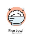 Japan Food Rice Bowl Sign Thin Line Icon Emblem Concept. Vector