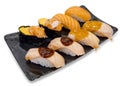 Salmon Aburi set, focus selective